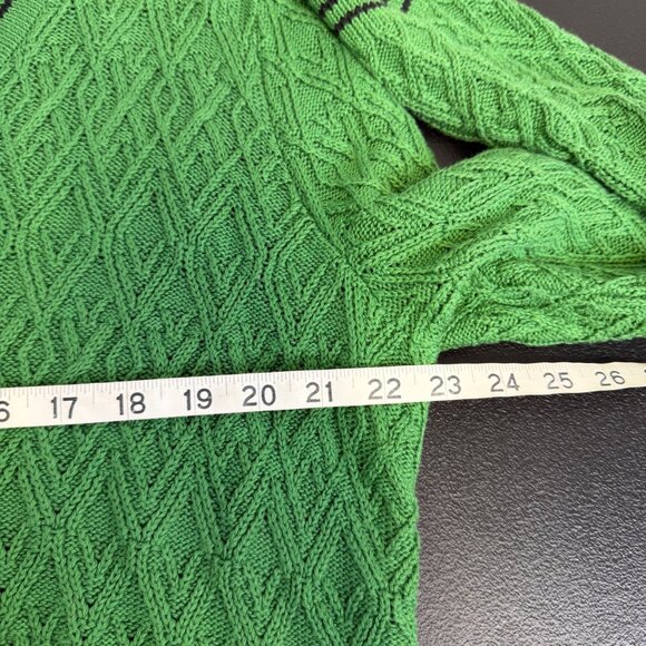 CAbi Women’s Green Textured Knit V-Neck Sweater Size Large Preppy Sporty Chic - Picture 5 of 9